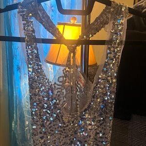 Lipstick Boutique Shimmering Sequin Halter Top - Silver